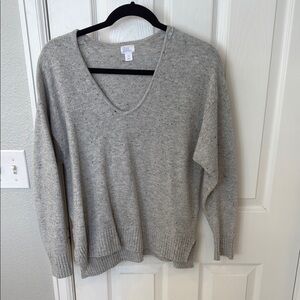 Gray V-Neck Women's Sweater